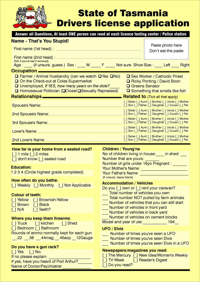 application for driver license